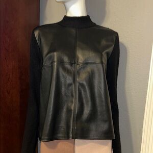 Black Leather Women's Sweater